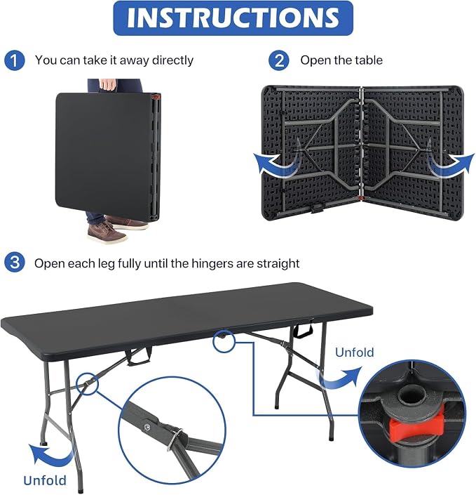 HKLGorg Folding Table, Heavy Duty Plastic Folding Utility Table Indoor Outdoor - Image 4