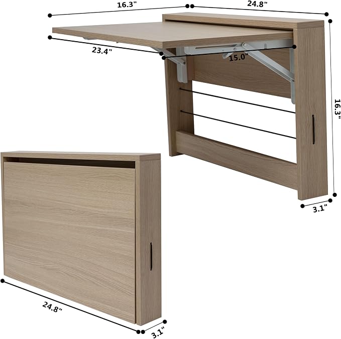 Wall Mounted Folding Table, Floating Wall Desk Fold Down - Image 6