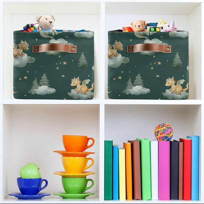 Pfrewn Storage Basket Bins Foldable Laundry Hamper Toy Dragon Baby Animals - Image 7