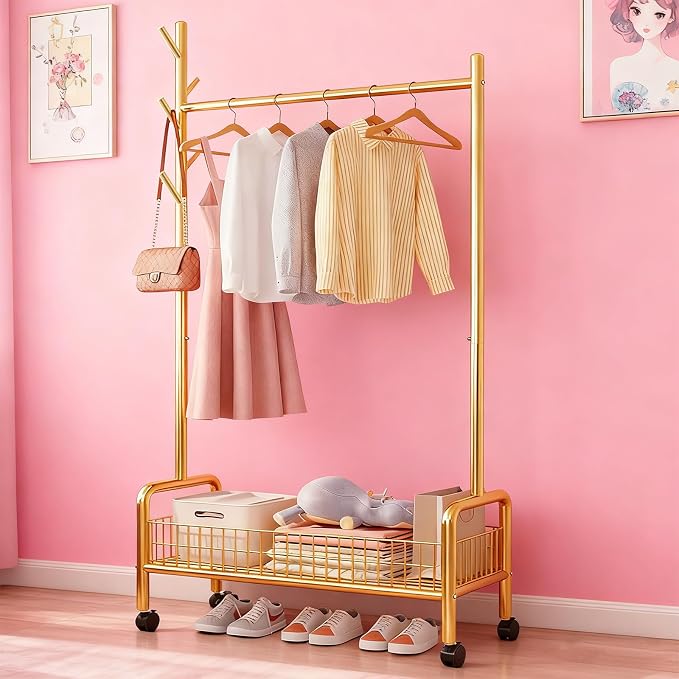 Clothes Rack with Storage Shelves, Heavy - Image 3