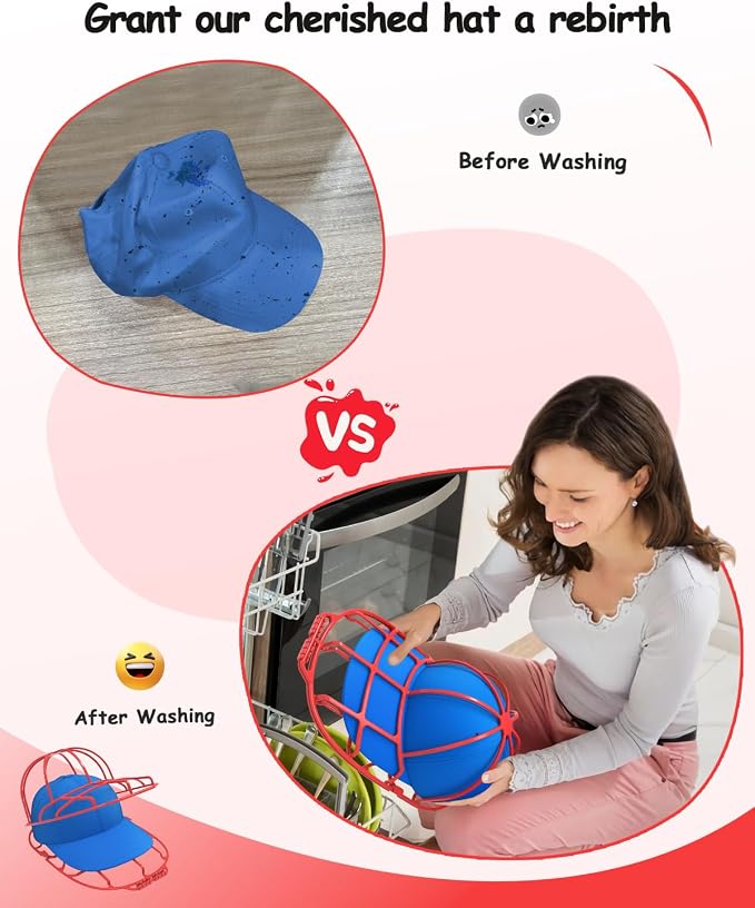 XQXA 2-Pack Baseball Hat Washer Cage | Machine-Washable Cap Cleaner Frame - Image 5
