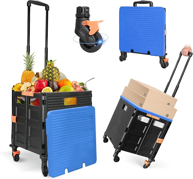 Foldable Utility Cart Folding Portable Rolling Crate Handcart Handcart Shopping by ZIYOULANG