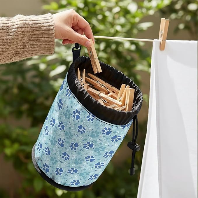 Clothespin Bag Holder Outside, Pet Paw Print Star Multiple Hanging Methods - Image 4