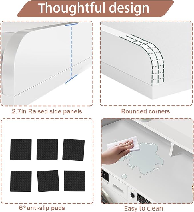 Washer Dryer Countertop with Shelf Laundry Countertop with Rounded Corners Wood - Image 3