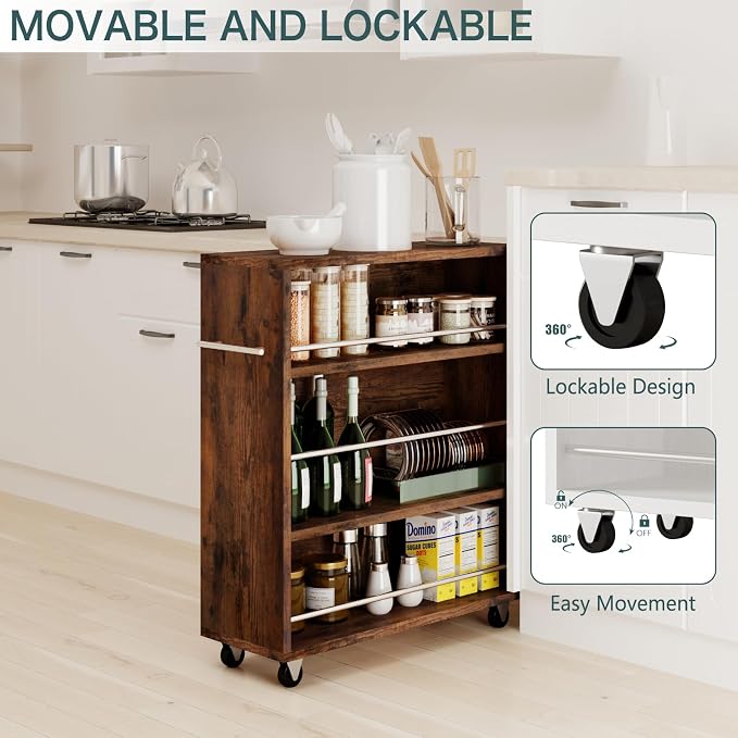 ALBAD Slim Rolling Cart, 4-Tier Storage Cart - Image 6