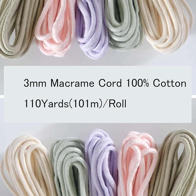 ROPEMATE 100% Cotton Macrame Cord 3mm x110Yards Soft Double Braided Cotton Rope - Image 4