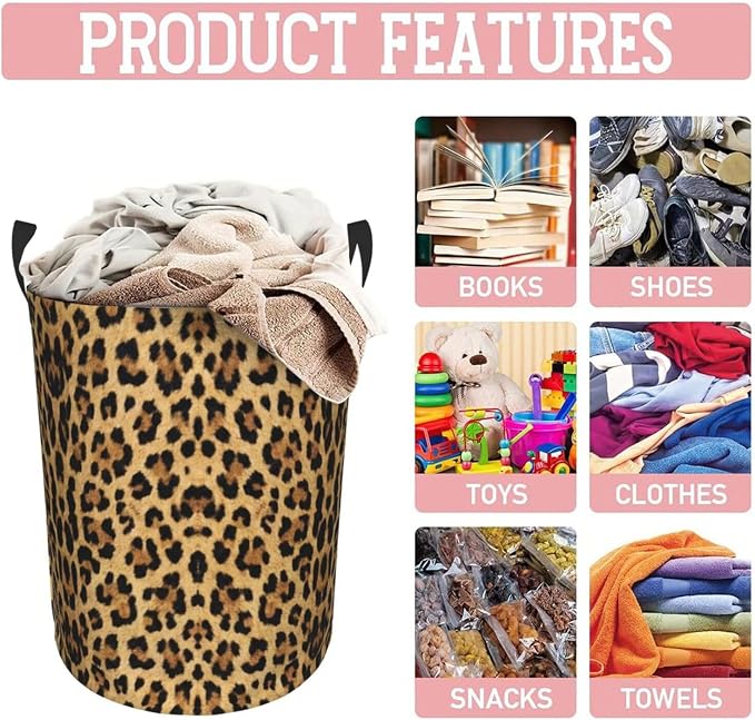 Leopard Print Laundry Hamper Bag - Image 8
