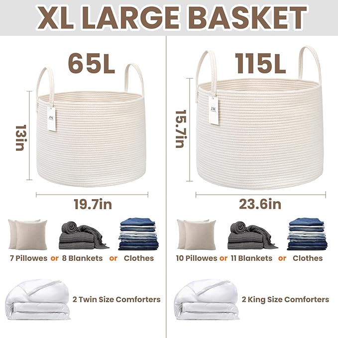 65L Extra Large Blanket Basket for Living Room - Image 3