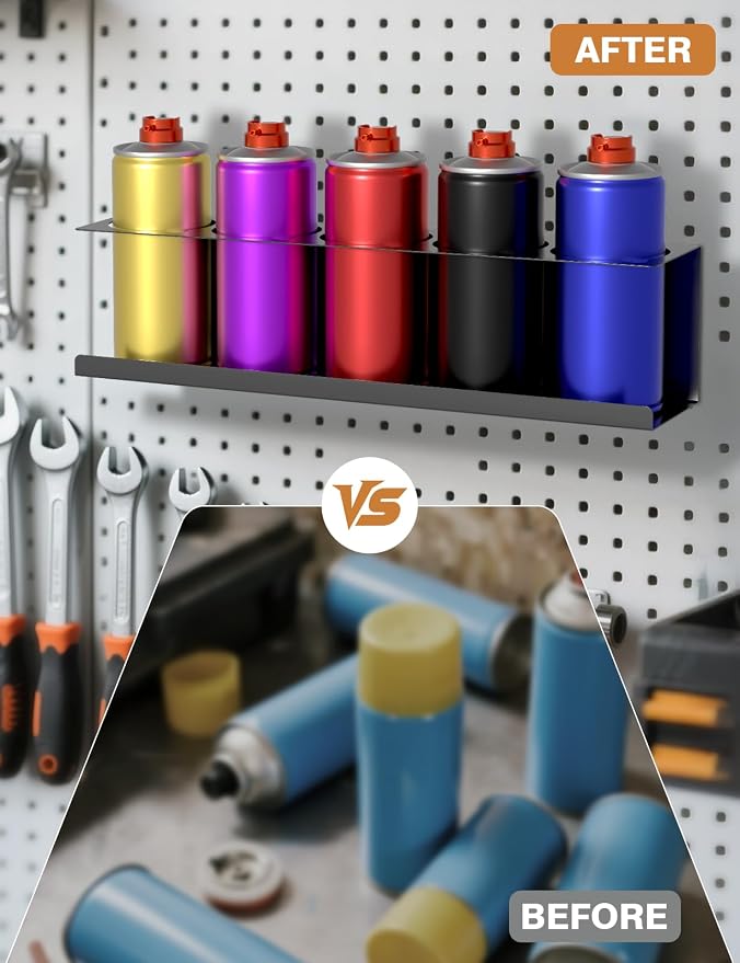 sogiv 6 Pack Spray Can Holder Organizer, Wall-Mounted Steel Spray Bottle Rack - Image 4