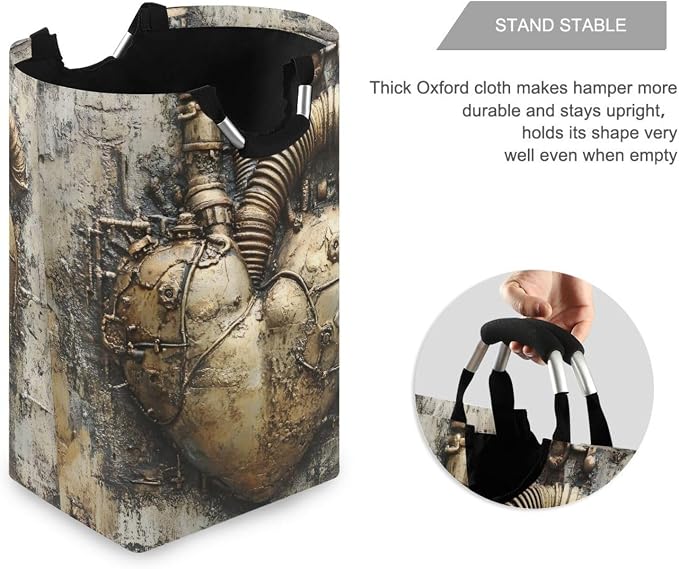 AIXIWAWA Steampunk Heart Laundry Baskets Hamper 1 Pack, Collapsible Clothes - Image 3