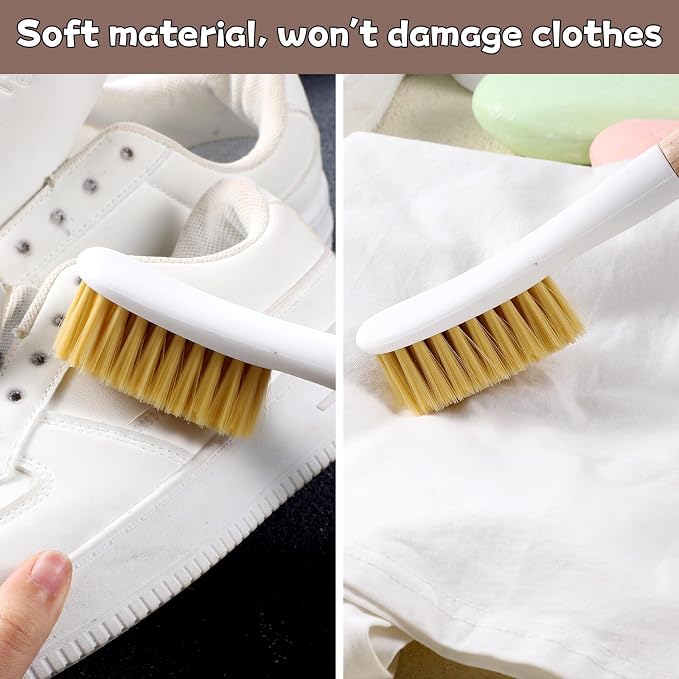 Wood Laundry Stain Brush with Soft Bristle, Stain Remover Brushes with Long - Image 4