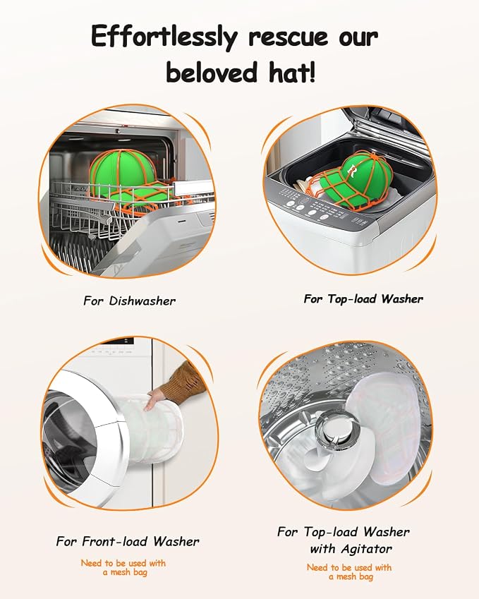 XQXA 2-Pack Baseball Hat Washer Cage | Machine-Washable Cap Cleaner Frame - Image 3