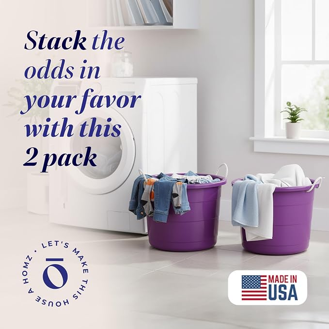 HOMZ 2-Pack Utility Tub, Large Plastic Storage Bucket - Image 3