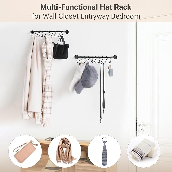 Mkono Hat Rack for Wall Baseball Cap Organizer Hanger - Image 5