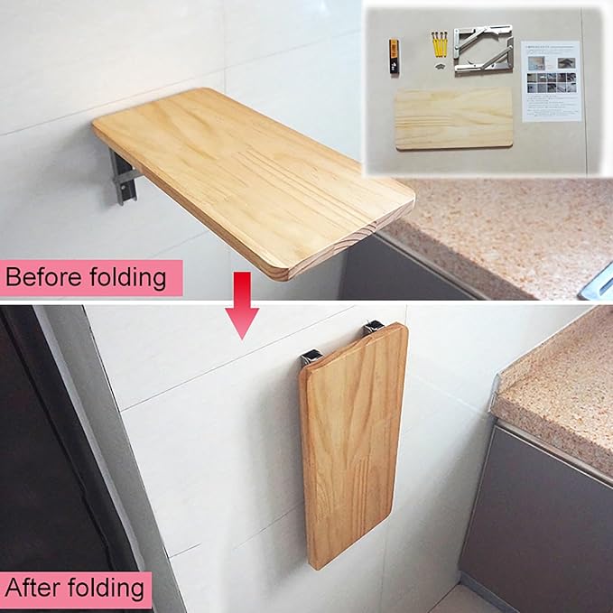 SARKEY Wall Mounted Folding Table, Folding Wall Mounted Workbench Drop Leaf - Image 5