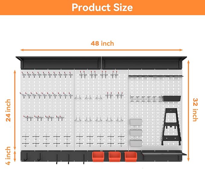 WALMANN 113 PCS Pegboard Wall Tool Organizer Kit - Image 3