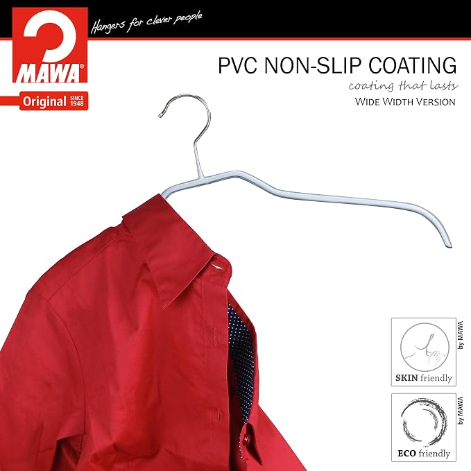 MAWA Reston Lloyd Non Slip Space Saving Wide Width Clothing Hanger, Style 45/F - Image 6