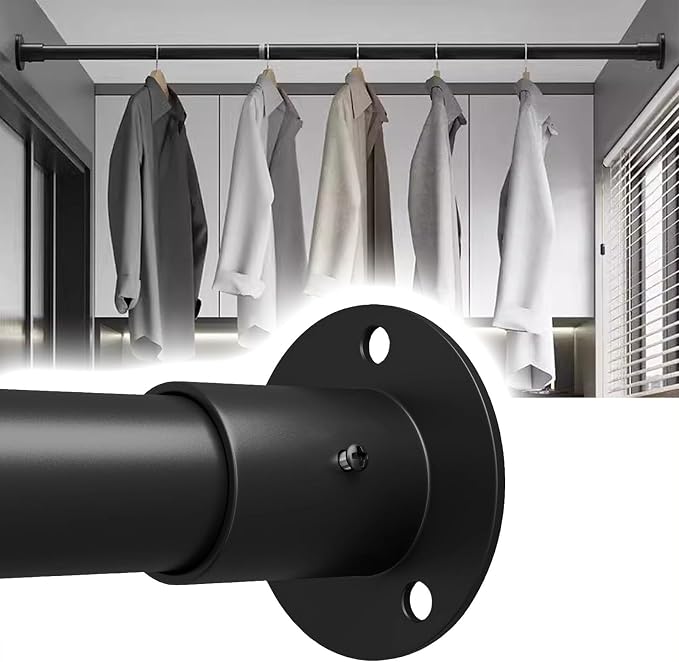 Closet Rod Closet Clothes Rack Hanger Bar Wall Mount, Adjustable Shower Curtain by Unknown