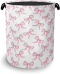 Cute Pink Bow Laundry Basket, Foldable Oxford Cloth Tote Bag Laundry Hamper by Unknown
