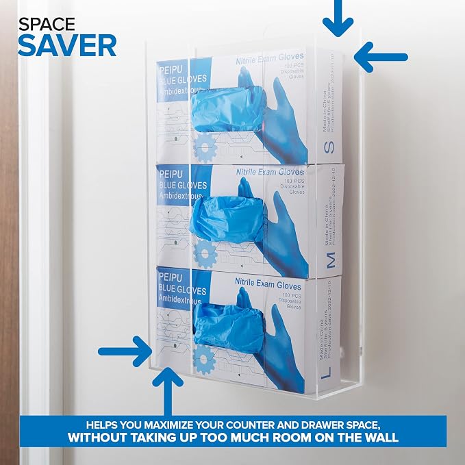 Stock Your Home Triple Acrylic Gloves Dispenser, Tissue Box Shelf, Glove Holder - Image 5