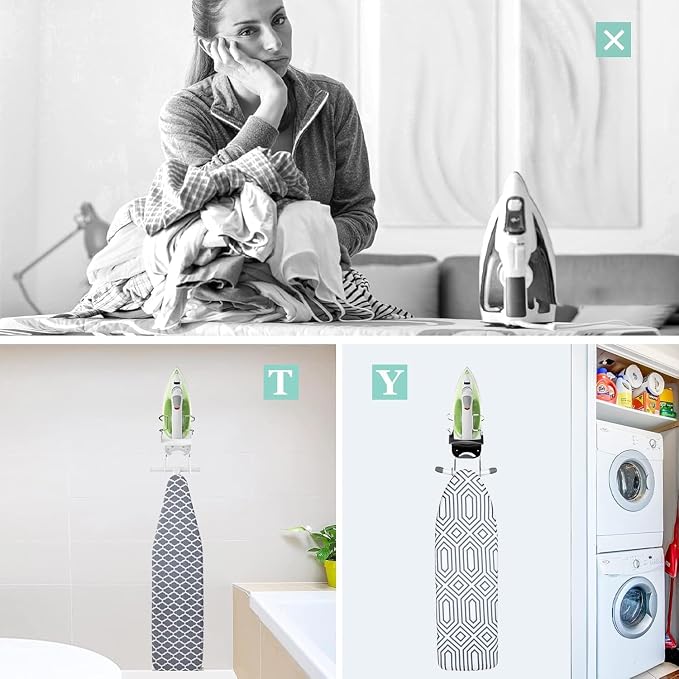 DOUBLE 2 C Ironing Board Hanger Wall Mount Electric Iron Holder Iron and - Image 7