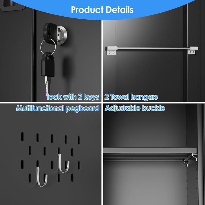 61.61" H Metal Broom Closet Storage Cabinets - Image 4