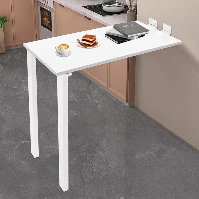 Wall Mounted Folding Table, Wooden Folding Laundry Table by Unknown