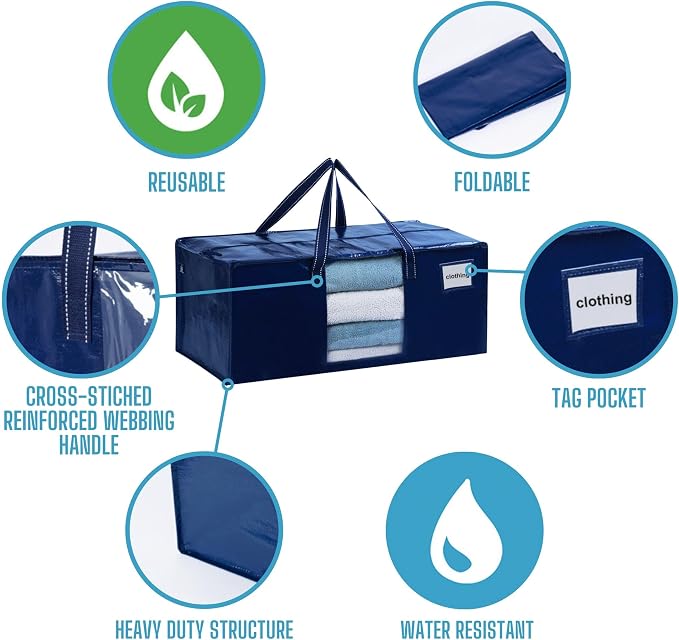 VENO 6 Pack Heavy Duty Moving Bags, Christmas Storage Bins - Image 7