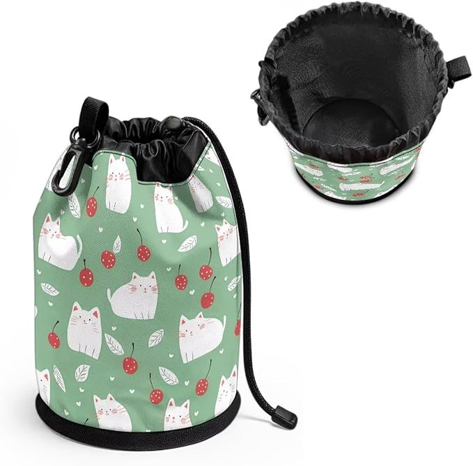 Cat Cherry Clothespin Bag with Hooks Hanging Clothes Pin Bag with Drawstring - Image 2