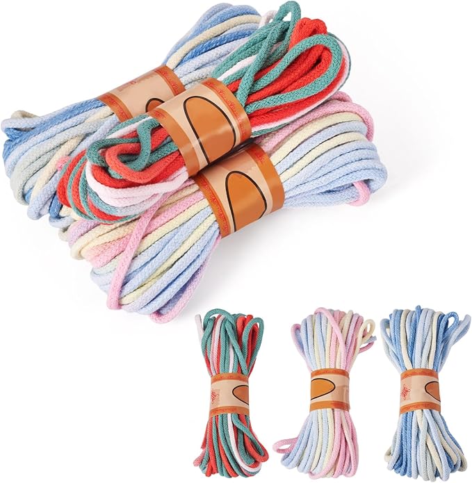 98.46 Feet Colorful 3-3.5mm Macrame Cord Twisted Soft Macrame Rope Segment Dyed by Sparkeads