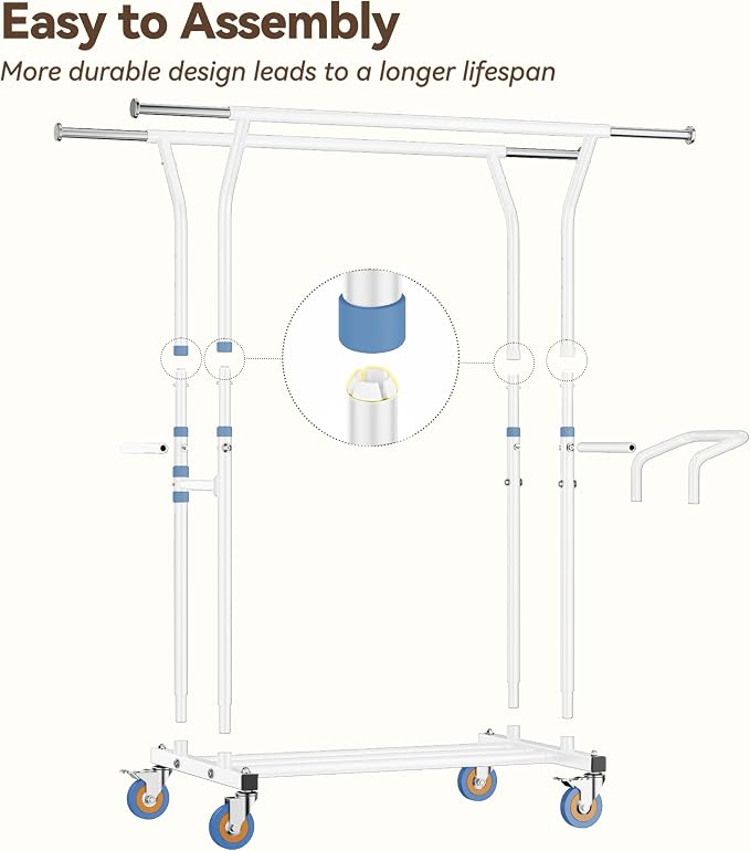 Heavy Duty Clothes Rack for Hanging Clothing: 800LBS Rolling Coat Racks - Image 7
