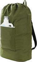 Canvas Laundry bag, Washable Laundry backpack, Adjustable Straps, Large Front by GORISEN