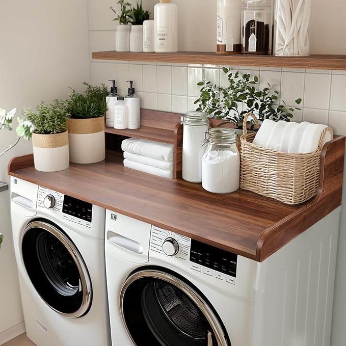 Kaboon Washer Dryer Countertop 2 Tier 58 inches Wide, Laundry Shelf Topper - Image 5