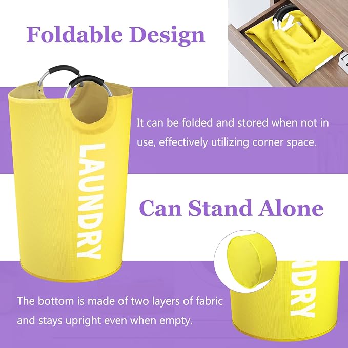 125L Large Laundry Basket with Handles, Foldable Clothes Hampers Stand Up Well - Image 4