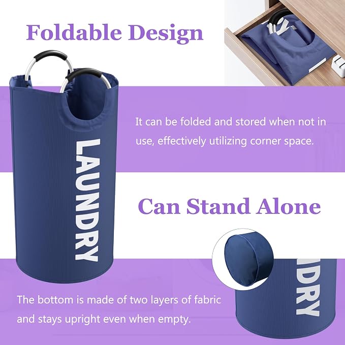 95L 3Pack Large Laundry Hamper, Foldable Laundry Basket - Image 9