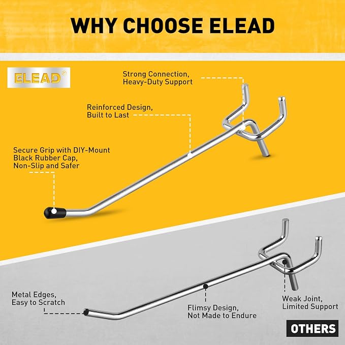 ELEAD 55-Piece 4 Inch Pegboard Hooks, Heavy Duty Peg Board Organizer Accessories - Image 3