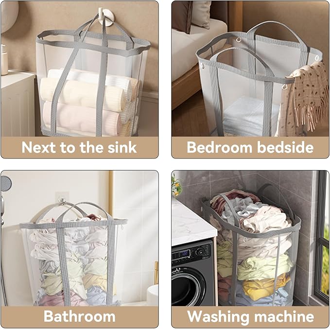Portable Laundry Hamper, Mesh Laundry Tote - Image 5