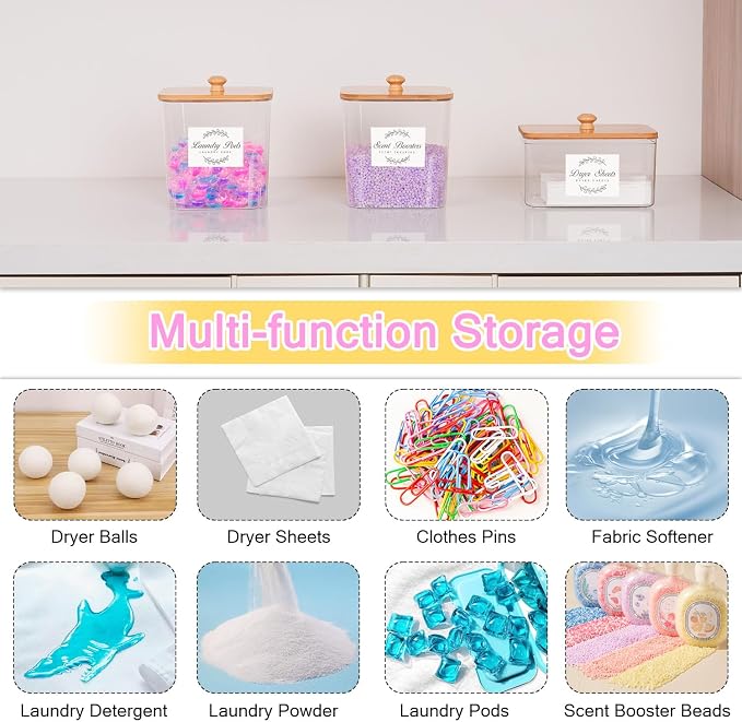 efluky 3 Pack Laundry Pods Container & Dryer Sheet Holder Set, Detergent Pods - Image 6