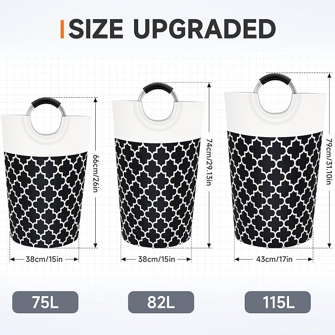 Large Laundry Basket Laundry Hamper Bag Washing Bin Clothes Bag Collapsible Tall - Image 2