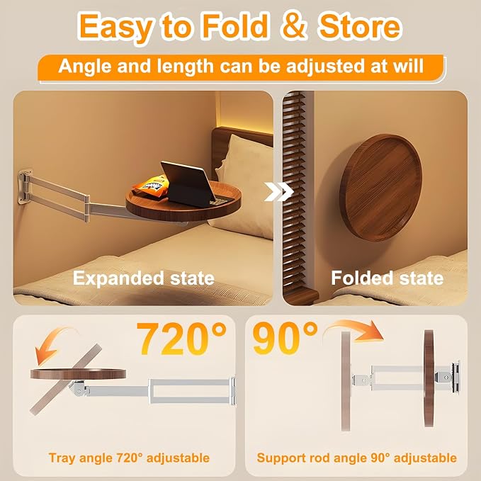 Wall Mounted Folding Table, Retractable Floating Desk - Image 4