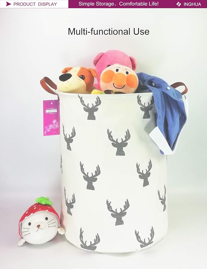 Laundry Hamper Large Canvas Fabric Lightweight Storage Basket/Toy - Image 7