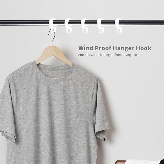 HEVSTIL 20Pcs Windproof Hanger Clips, 45mm Anti-Slip Drying Rack Hooks - Image 4
