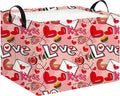 Rectangular Heart Print Storage Basket Empty, Collapsible Gift Basket by NTAOHAMPER