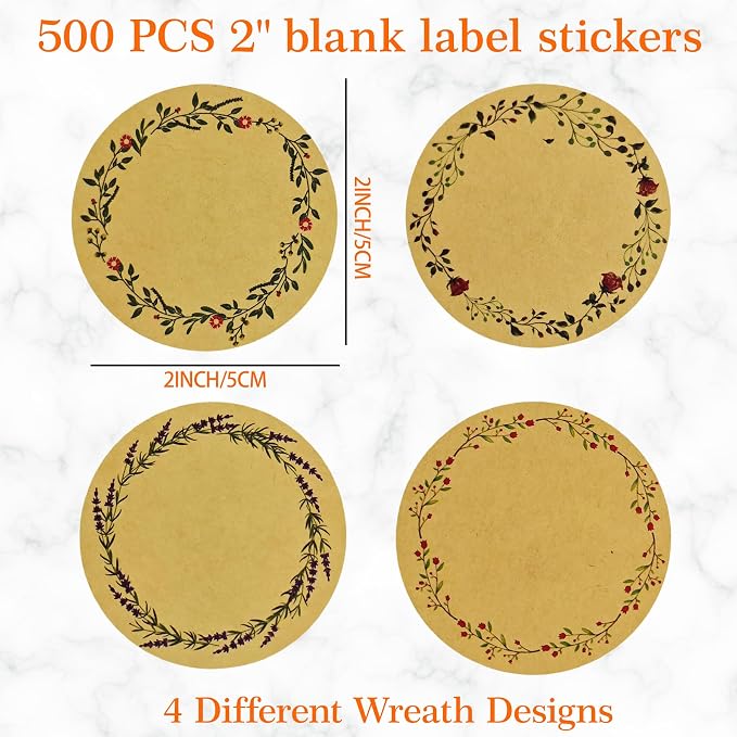 500Pcs 2 Inch Canning Jar Labels, Blank Kraft Stickers - Image 2