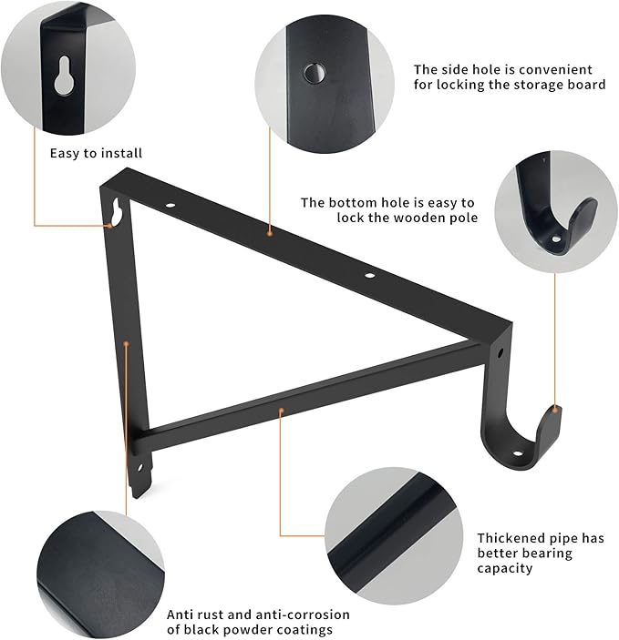 Heavy Duty Closet Rod & Shelf Brackets Clothes Hanger Pole Support Bracket - Image 4
