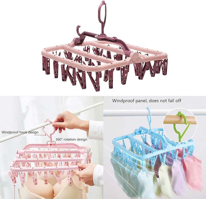 Foldaway Clothesline Hanger Thickened Arms Multiple Clip - Image 2