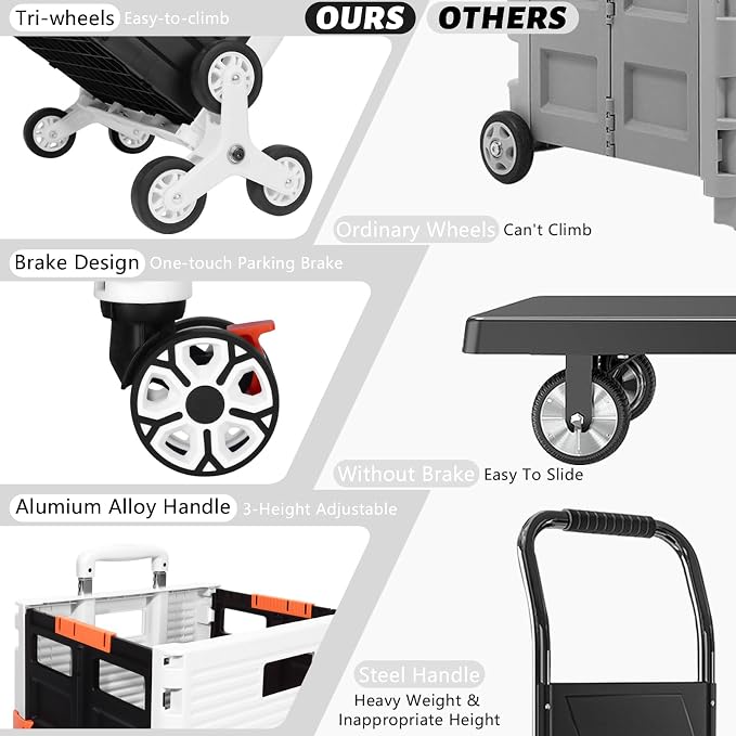 FELICON SELORSS Folding Utility Cart Portable Rolling Crate Handcart - Image 7