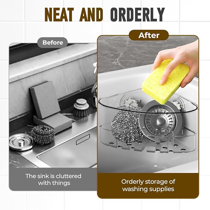 Suction Cup Sink Corner Rack, 2025 Upgrade Plastic Suction Cup Storage Rack - Image 5