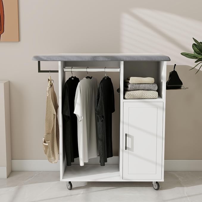 White Rolling Ironing Board Cart - Image 5