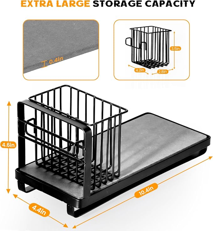 KONE Black Kitchen Sink Caddy: Kitchen Sponge Holder - Image 3